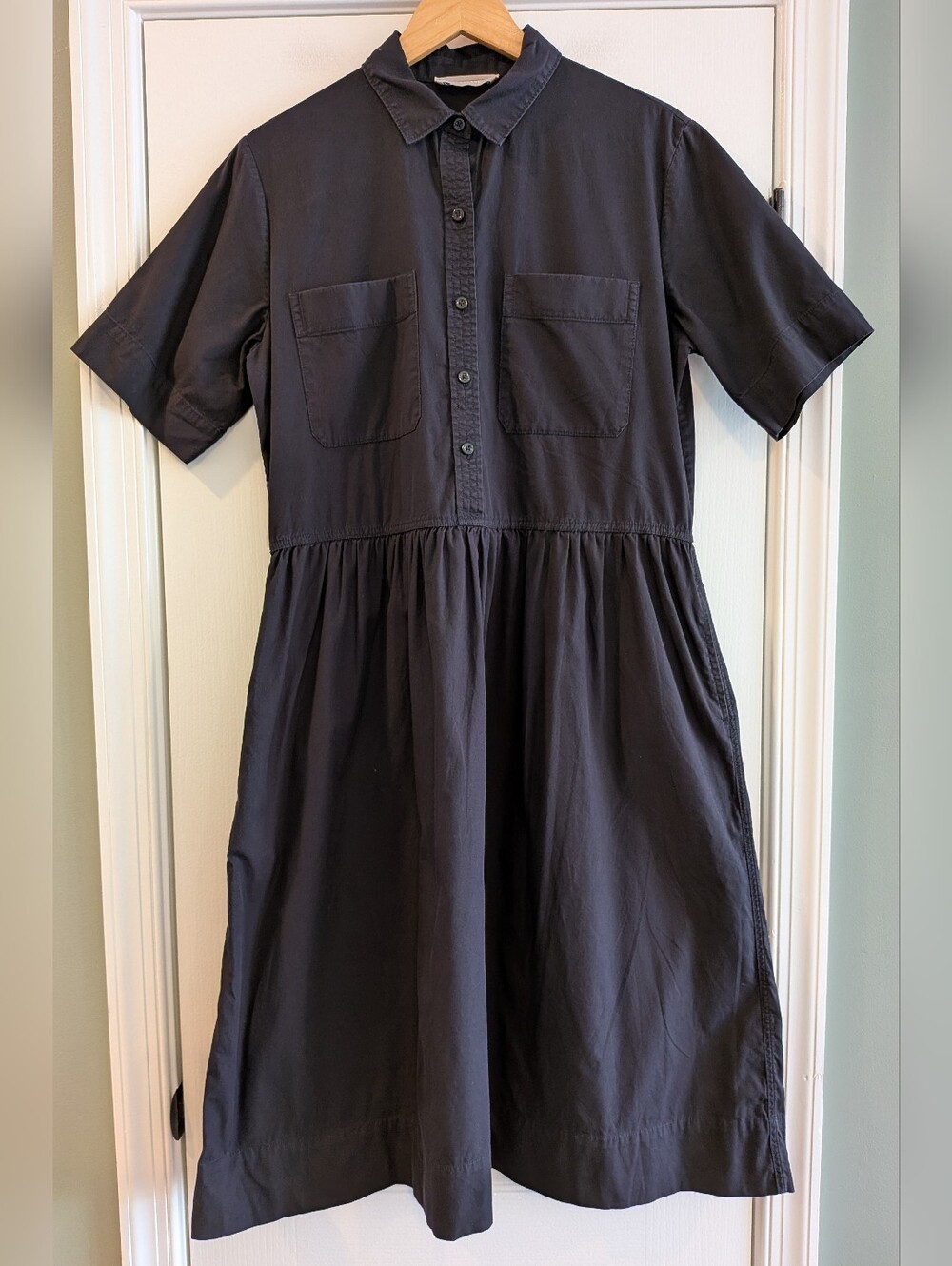 Everlane Parklet Shirtdress Cotton Black Midi Dress Minimalist Relaxed Size 6 - Picture 3 of 16